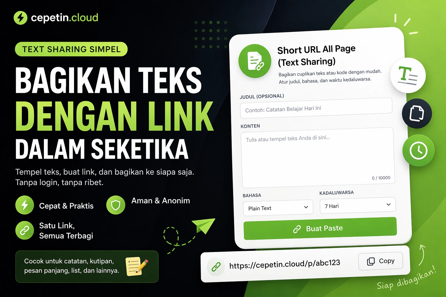 Cara Membagikan Teks & Kode dengan Link Gratis